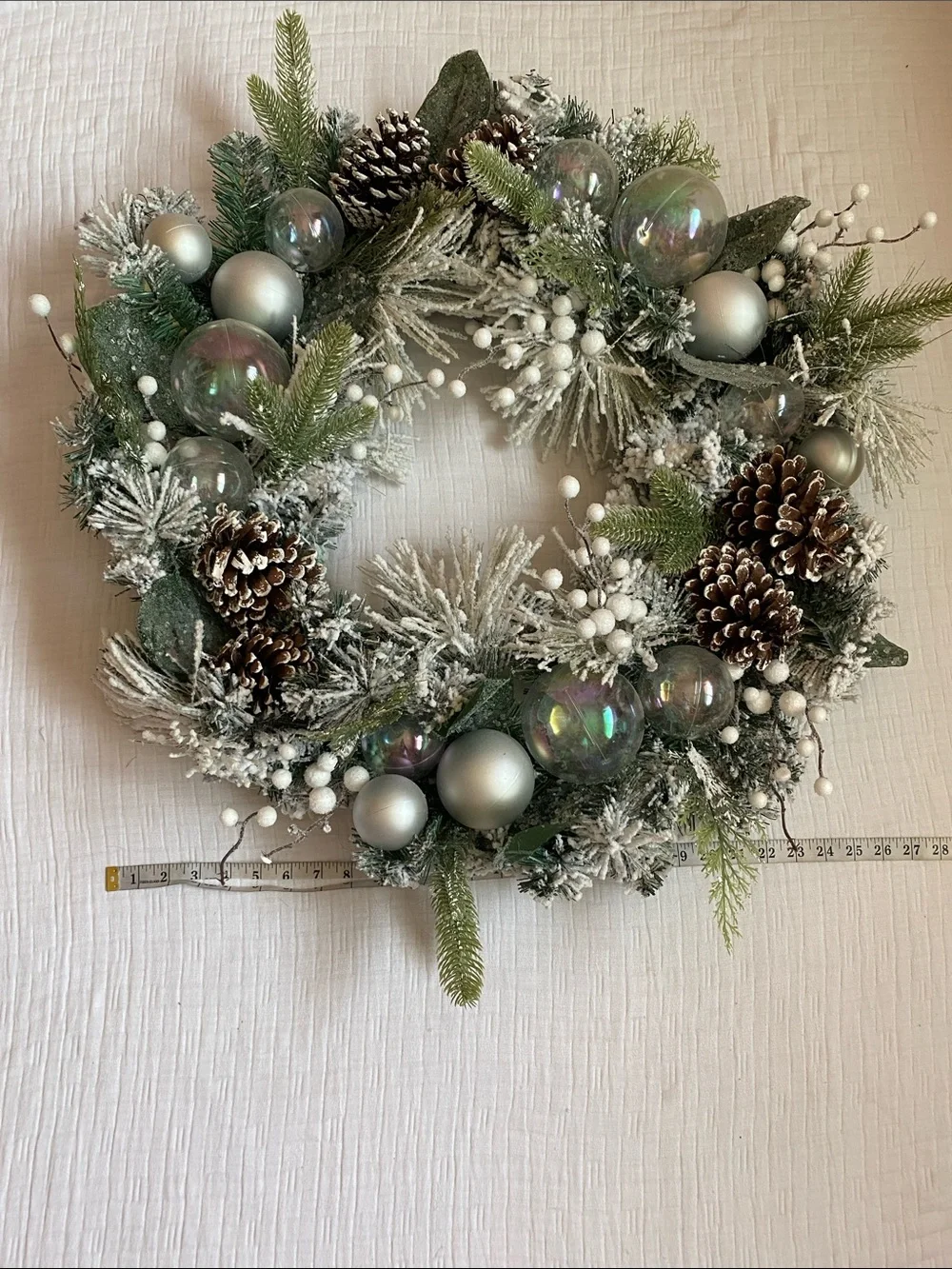Frosted Pine Holiday Wreath with Silver Accents Everything Is Plastic